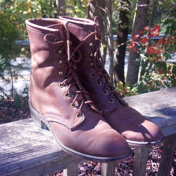 Leather Lace Up Boots - Picture 1 of 6